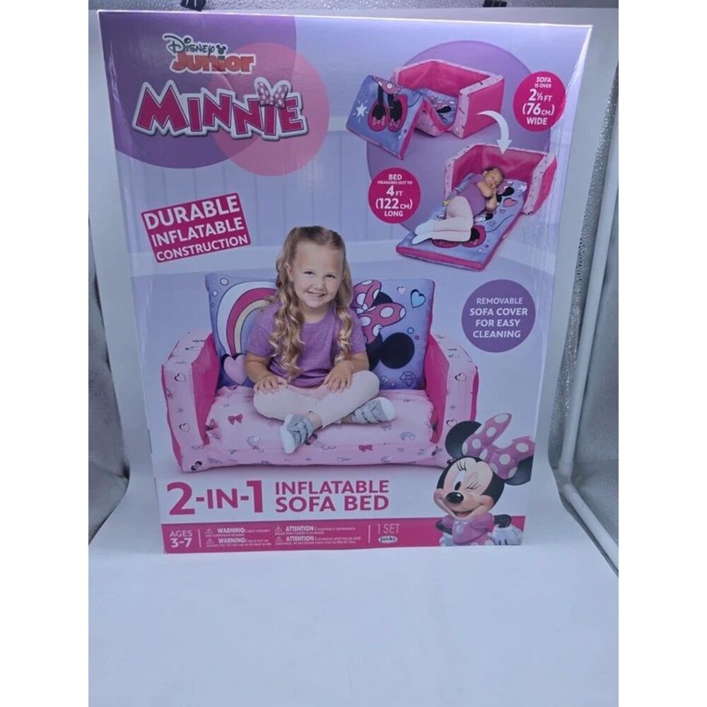 Disney Junior Minnie Mouse 2-In-1 Inflatable Sofa Bed Kids Couch Flip Out